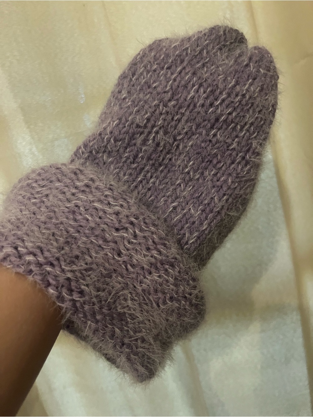 Soft Lavender Fuzzy Knit hat - Women's Winter hat